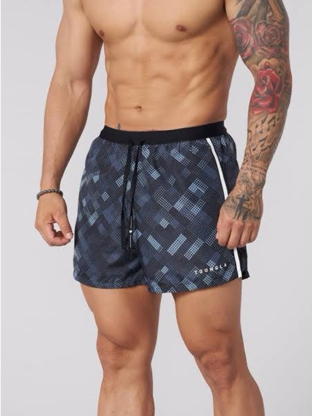 YoungLA Running Shorts Size XL Black Grey Dot